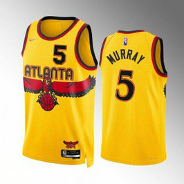 NBA Hawks 5 Dejounte Murray Yellow Men Jersey NBA Hawks 5 Dejounte Murray Yellow Men Jersey