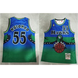 NBA Hawks 55 Dikembe Mutombo Green Throwback Men Jersey NBA Hawks 55 Dikembe Mutombo Green Throwback Men Jersey