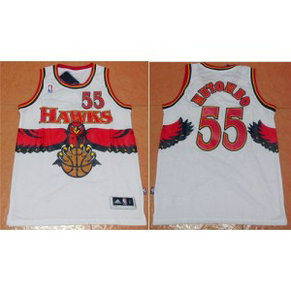 NBA Hawks 55 Dikembe Mutombo White Throwback Men Jersey NBA Hawks 55 Dikembe Mutombo White Throwback Men Jersey