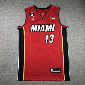 NBA Heat 13 Bam Adebayo Red Jordan Men Jersey