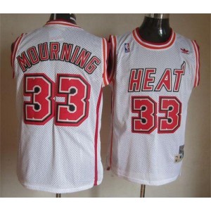 NBA Heat 33 Alonzo Mourning White Throwback Men Jersey NBA Heat 33 Alonzo Mourning White Throwback Men Jersey
