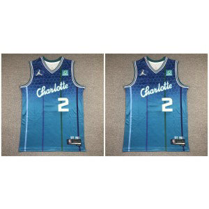 NBA Hornets 2 LaMelo Ball Blue Jordan Men Jersey
