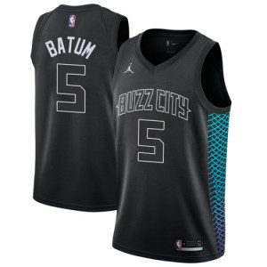 NBA Hornets 5 Nicolas Batum Jordan Brand Black City Edition Men Jersey NBA Hornets 5 Nicolas Batum Jordan Brand Black City Edition Men Jersey