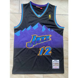 NBA Jazz 12 John Stockton Black Throwback Men Jersey NBA Jazz 12 John Stockton Black Throwback Men Jersey