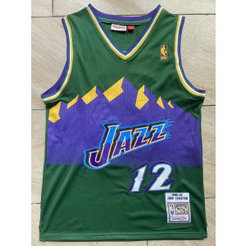 NBA Jazz 12 John Stockton Green Throwback Men Jersey NBA Jazz 12 John Stockton Green Throwback Men Jersey