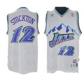 NBA Jazz 12 John Stockton White Throwback Men Jersey NBA Jazz 12 John Stockton White Throwback Men Jersey