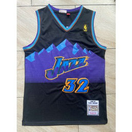 NBA Jazz 32 Karl Malone Black Throwback Men Jersey NBA Jazz 32 Karl Malone Black Throwback Men Jersey