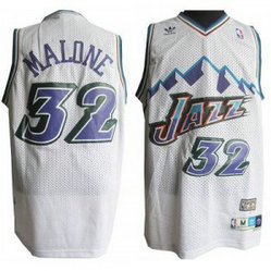 NBA Jazz 32 Karl Malone White Throwback Men Jersey NBA Jazz 32 Karl Malone White Throwback Men Jersey