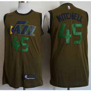NBA Jazz 45 Donovan Mitchell Olive Nike Swingman Men Jersey NBA Jazz 45 Donovan Mitchell Olive Nike Swingman Men Jersey