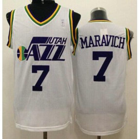 NBA Jazz 7 Pete Maravich White Throwback Men Jersey NBA Jazz 7 Pete Maravich White Throwback Men Jersey