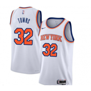 NBA Knicks 32 Karl-Anthony Towns White Nike Men Jersey