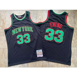 NBA Knicks 33 Patrick Ewing Light Black Mitchell & Ness Men Jersey