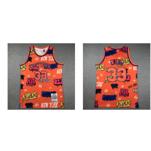 NBA Knicks 33 Patrick Ewing Orange Hardwood Classics Men Jersey