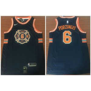 NBA Knicks 6 Kristaps Porzingis Navy City Edition Nike Swingman Men Jersey