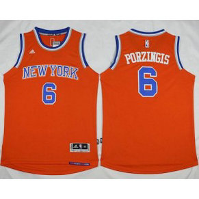 NBA Knicks 6 Kristaps Porzingis Orange Alternate Men Jersey