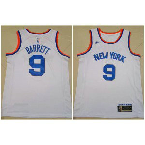 NBA Knicks 9 R.J. Barrett White 75th anniversary Men Jersey NBA Knicks 9 R.J. Barrett White 75th anniversary Men Jersey