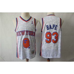 NBA Knicks 93 Bape White Hardwood Classics Men Jersey NBA Knicks 93 Bape White Hardwood Classics Men Jersey