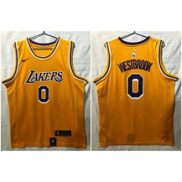 NBA Lakers 0 Russell Westbrook Yellow Nike Men Jersey 1 NBA Lakers 0 Russell Westbrook Yellow Nike Men Jersey 1