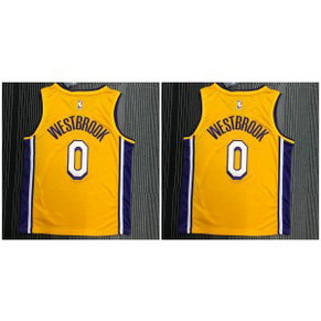 NBA Lakers 0 Russell Westbrook Yellow Nike V neck Men Jersey NBA Lakers 0 Russell Westbrook Yellow Nike V neck Men Jersey