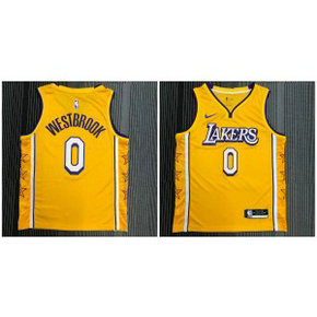 NBA Lakers 0 Russell Westbrook Yellow Star Nike Men Jersey NBA Lakers 0 Russell Westbrook Yellow Star Nike Men Jersey