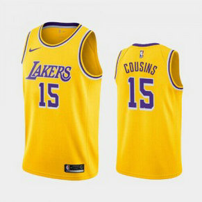 NBA Lakers 15 DeMarcus Cousins Yellow Nike Men Jersey NBA Lakers 15 DeMarcus Cousins Yellow Nike Men Jersey