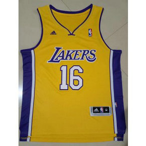 NBA Lakers 16 Pau Gasol Yellow Adidas Men Jersey NBA Lakers 16 Pau Gasol Yellow Adidas Men Jersey