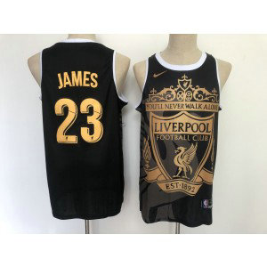 NBA Lakers 23 James Liverpool Black Gold Nike Men Jersey NBA Lakers 23 James Liverpool Black Gold Nike Men Jersey