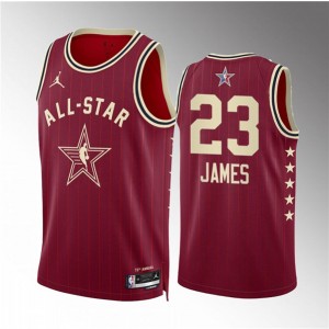 NBA Lakers 23 LeBron James Crimson 2024 All Star Jordan Men Jersey NBA Lakers 23 LeBron James Crimson 2024 All Star Jordan Men Jersey