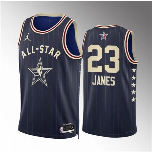 NBA Lakers 23 LeBron James Navy 2024 All Star Jordan Men Jersey