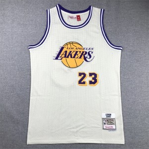 NBA Lakers 23 LeBron James White Throwback Men Jersey