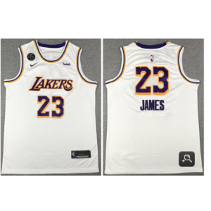 NBA Lakers 23 LeBron James White With KB Patch Men Jersey NBA Lakers 23 LeBron James White With KB Patch Men Jersey