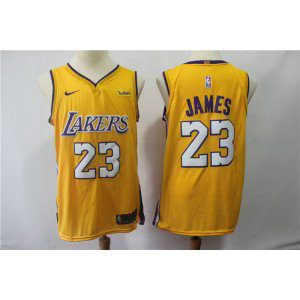 NBA Lakers 23 LeBron James Yellow Swingman Nike Men Jersey NBA Lakers 23 LeBron James Yellow Swingman Nike Men Jersey