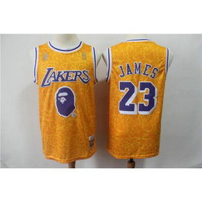 NBA Lakers 23 Lebron James Yellow Hardwood Classics Men Jersey NBA Lakers 23 Lebron James Yellow Hardwood Classics Men Jersey