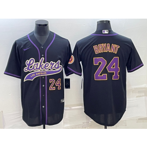 NBA Lakers 24 Kobe Bryant Black Baseball Men Jersey NBA Lakers 24 Kobe Bryant Black Baseball Men Jersey