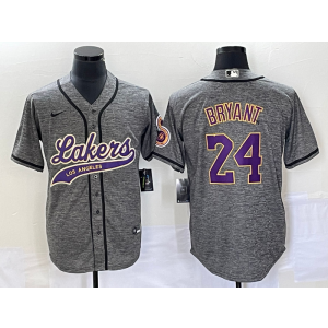 NBA Lakers 24 Kobe Bryant Grey Baseball Nike Men Jersey NBA Lakers 24 Kobe Bryant Grey Baseball Nike Men Jersey