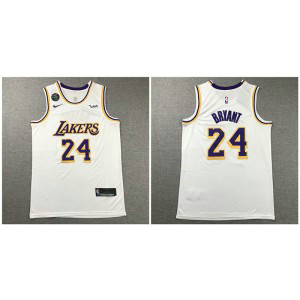 NBA Lakers 24 Kobe Bryant White Nike KB Patch Men Jersey NBA Lakers 24 Kobe Bryant White Nike KB Patch Men Jersey