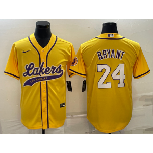 NBA Lakers 24 Kobe Bryant Yellow Baseball Men Jersey NBA Lakers 24 Kobe Bryant Yellow Baseball Men Jersey