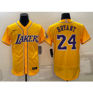 NBA Lakers 24 Kobe Bryant Yellow Baseball Nike Men Jersey NBA Lakers 24 Kobe Bryant Yellow Baseball Nike Men Jersey