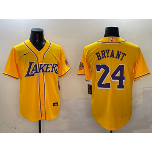 NBA Lakers 24 Kobe Bryant Yellow Baseball Vapor Limited Men Jersey NBA Lakers 24 Kobe Bryant Yellow Baseball Vapor Limited Men Jersey