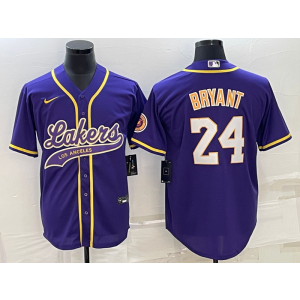 NBA Lakers 24 Kobe Purple Baseball Men Jersey NBA Lakers 24 Kobe Purple Baseball Men Jersey