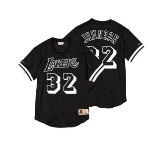NBA Lakers 32 Magic Johnson Black Short Sleeve Mitchell & Ness Men Jersey NBA Lakers 32 Magic Johnson Black Short Sleeve Mitchell & Ness Men Jersey