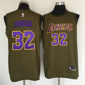 NBA Lakers 32 Magic Johnson Olive Nike Swingman Men Jersey NBA Lakers 32 Magic Johnson Olive Nike Swingman Men Jersey
