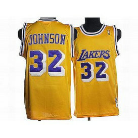 NBA Lakers 32 Magic Johnson Yellow Throwback Men Jersey NBA Lakers 32 Magic Johnson Yellow Throwback Men Jersey