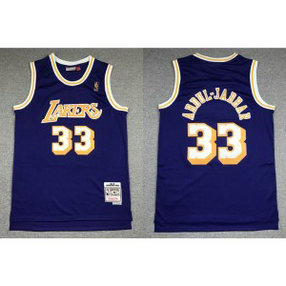 NBA Lakers 33 Abdul-Jabaar Purple Throwback Mitchell And Ness Men Jersey NBA Lakers 33 Abdul-Jabaar Purple Throwback Mitchell And Ness Men Jersey
