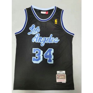 NBA Lakers 34 Shaquille O'Neal Black Throwback Men Jersey NBA Lakers 34 Shaquille O'Neal Black Throwback Men Jersey