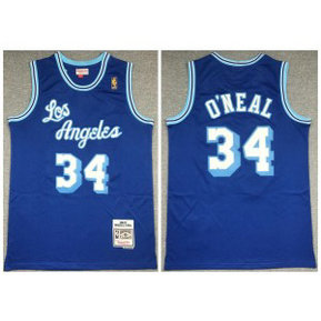 NBA Lakers 34 Shaquille O'Neal Blue Hardwood Classics Mesh Men Jersey NBA Lakers 34 Shaquille O'Neal Blue Hardwood Classics Mesh Men Jersey