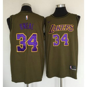 NBA Lakers 34 Shaquille O'Neal Olive Nike Swingman Men Jersey NBA Lakers 34 Shaquille O'Neal Olive Nike Swingman Men Jersey