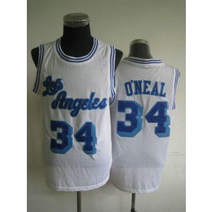 NBA Lakers 34 Shaquille O'Neal White Throwback Men Jersey 1 NBA Lakers 34 Shaquille O'Neal White Throwback Men Jersey 1