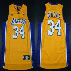 NBA Lakers 34 Shaquille O'Neal Yellow Throwback Men Jersey NBA Lakers 34 Shaquille O'Neal Yellow Throwback Men Jersey