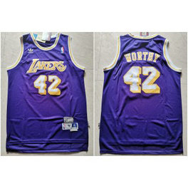 NBA Lakers 42 James Worthy Purple Hardwood Classics Men Jersey NBA Lakers 42 James Worthy Purple Hardwood Classics Men Jersey